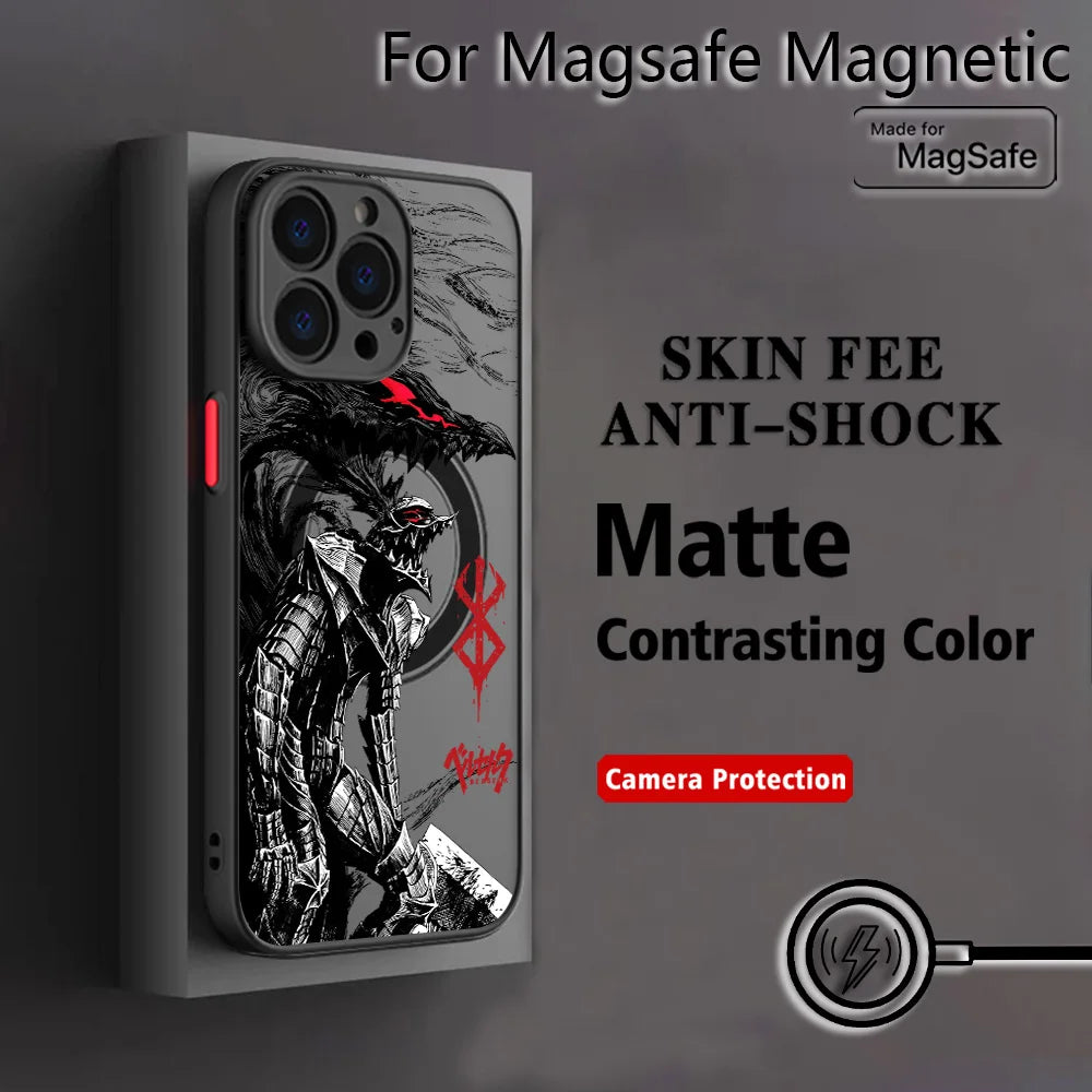 Hot Anime B-BerserkS Cool Phone Case for iPhone 17 16 15 14 13 12 11 Pro Max Mini XR XS X 7 8 Plus Matte Magnetic Back Cover