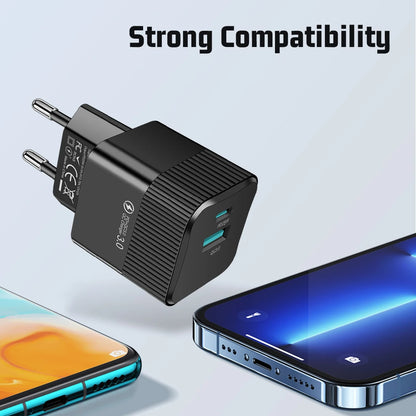 2 Ports PD 25W USB C Fast Charger KR EU  Mini Travel Plug Phone Fast Charging Adapter for iPhone 15 Pro Max Oneplus