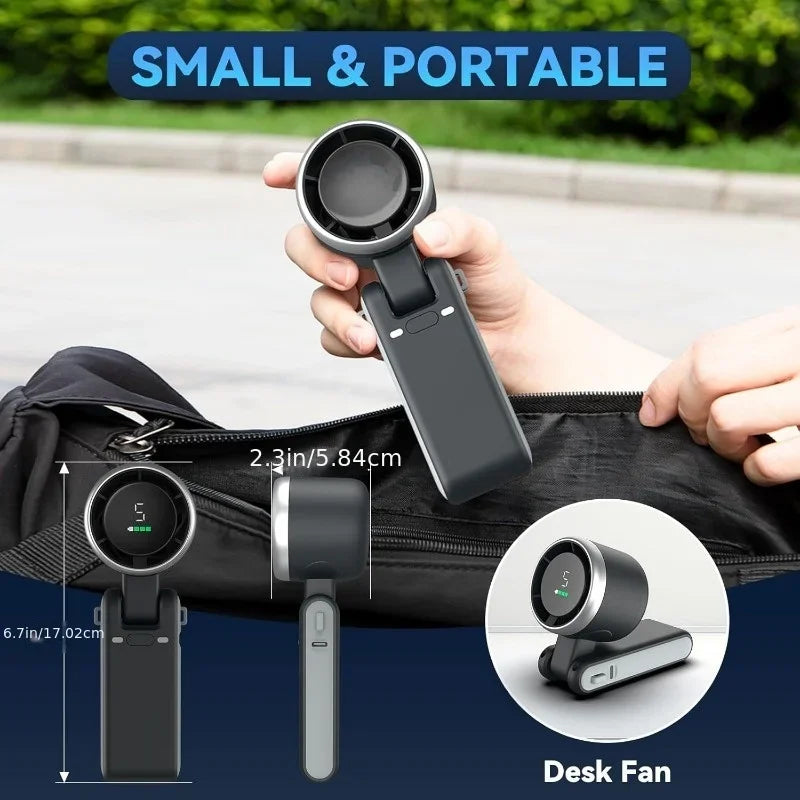 3-in-1 Fan, 5-speed, 1200mAh Rechargeable Lithium Battery, USB Charging, Travel Mini Fan