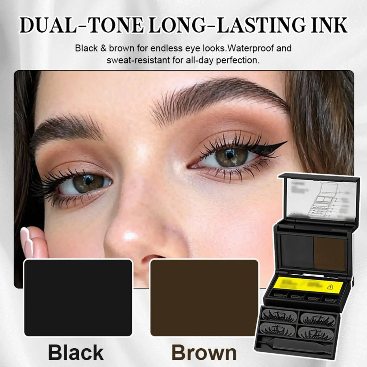 3in1 Portable Eye Makeup Kit For Women Waterproof Smudge Proof Lower Lash Stamp Mark Dotting Pen AndEyeliner