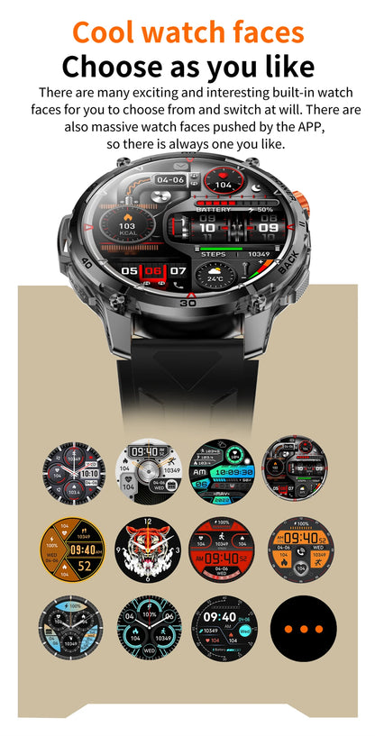 T-Rex 3 Military 1000mAh Super Capacity Battery Men Smart Watch 1.75" HD Screen Call 5ATM Waterproof Sport Smart Watches For Men