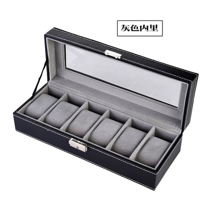 6/10/12Slots Gray Watch Boxes Watch Case with Large Glass Lid, Removable Watch Pillows, Watch Box Organizer, Gift for Loved Ones