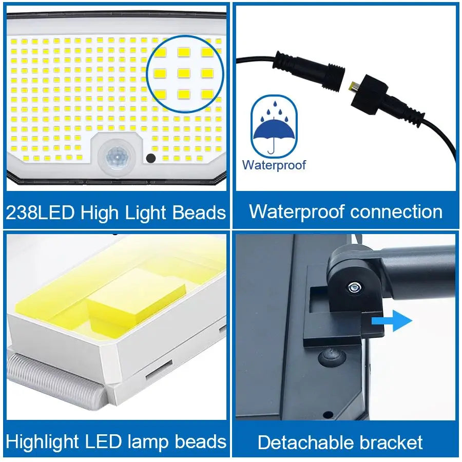 Solar Lights Outdoor 366/400/318 LED Motion Sensor Security Lights IP65 Waterproof Solar Powered Flood Lights for Garden Yard