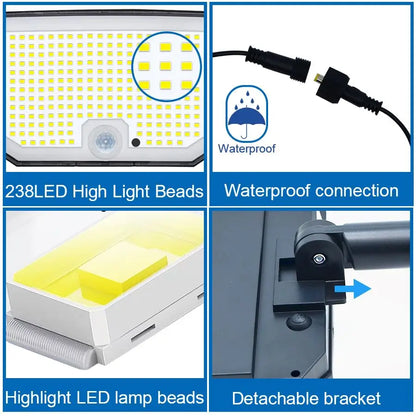 Solar Lights Outdoor 366/400/318 LED Motion Sensor Security Lights IP65 Waterproof Solar Powered Flood Lights for Garden Yard