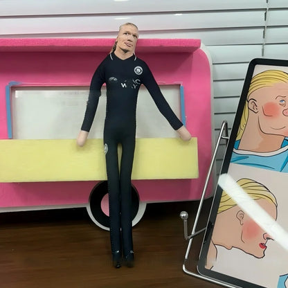 Abstract Erling Haaland Doll Cosplay Haaland Stuffed Cotton Doll Flexible Joint Football Star Action Figurine Boys Fans Gift