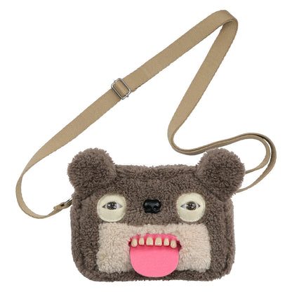 Fuggler Original ALLEY CATS Plush Bag Big Head Ugly Tooth Monster Crossbody Furry Funk Purse Backpack Wallet Storage BagGift