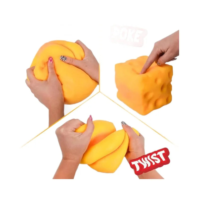 Sticky Soft Cheese Block-yellow, Plastic Decompression Toy, with Squeezing Function To Pinch The Toy To Vent.