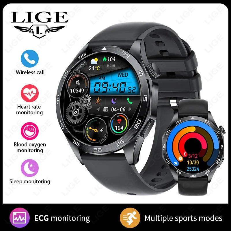 LIGE Micro Physical Examination ECG Smart Watch Men Bluetooth Call Heart Rate Blood Pressure Oxygen Health Smartwatch 2025 New