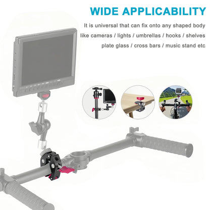 Lanxire Camera Mount Clamp Clip Clamp with 1/4" and 3/8" Threaded Holes, Super Clamp Crab Clamp for Cameras, Monitor, Tripods