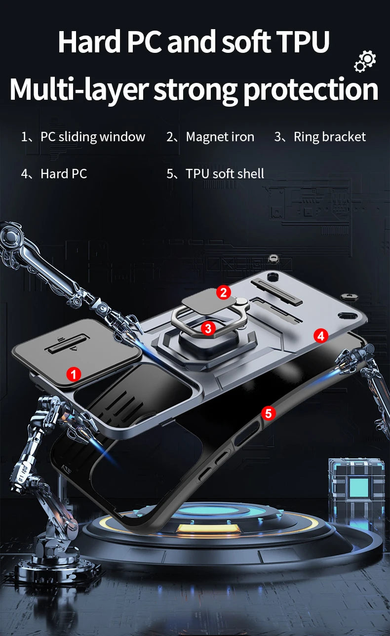 For Xiaomi Redmi 15C 4G 171mm Case Shockproof Armor Magnetic Holder Ring Case For Redmy 15C 15 C Redmi15C 4G Lens Protect Cover