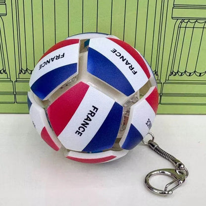 Soccer Keychain Fidget Toy Stress Relief Pendant for Fan Portable Decompression Ball with Gift Box Multi-National Team Souvenir