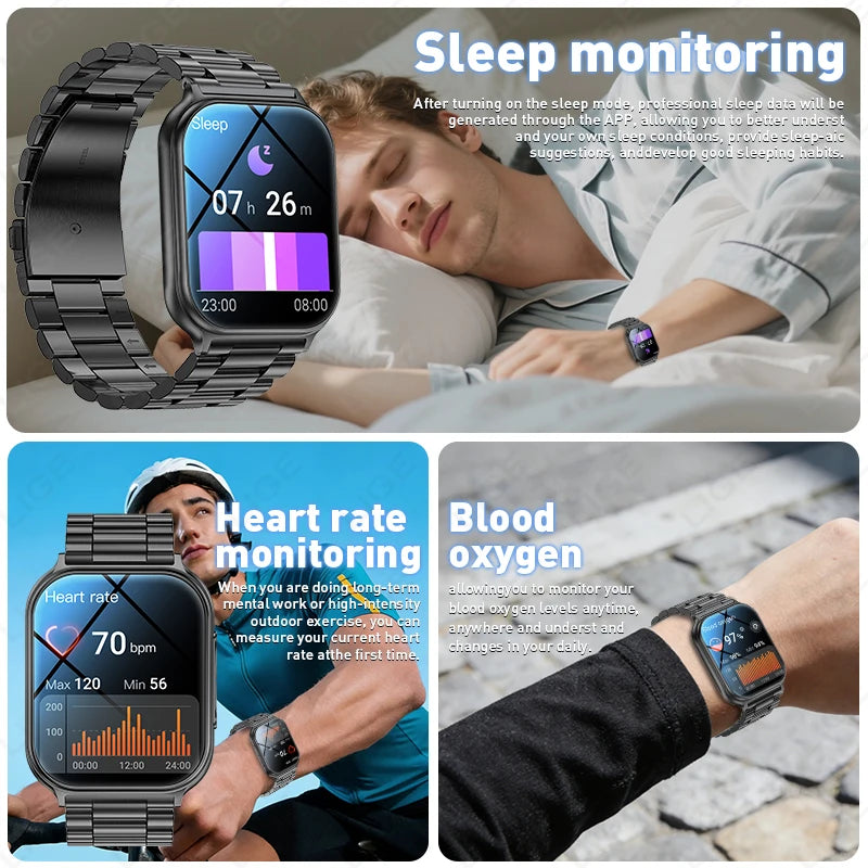 1.83" Smart Watch Sleep Heart Rate Monitor BT Call Messages Notifications Sports Fitness Tracker Watch for Women Men Android iOS