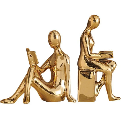 Modern  Ceramic Human Figure Bookends Sculpture Decor Book Holder For Nightstand TV Cabinet Wine Rack Office Desktop Home