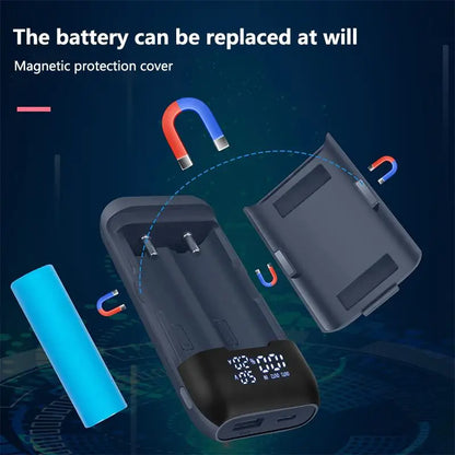 18650 Battery Charger Case DIY Power Bank Box Portable QC 3.0 PD 18W Fast Charging Case for 18650 21700 20700 Lithium Batteries