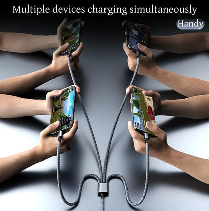 4-in-1 Multifunctional Charging Cable Supports USB-A to USB-C, Micro USB, and Braided Cables for Charging Multiple Devices