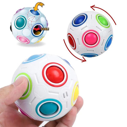 Magic Rainbow Puzzle Ball Cube Speed Ball Fun Brain-training Stress Reliever Fidget Ball Toy Christmas for Kids And Adults