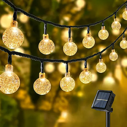 Waterproof Solar Crystal Ball String Lights 20/30/50/100 LEDs 8 Modes for Outdoor Garden Wedding Christmas Party Decoration