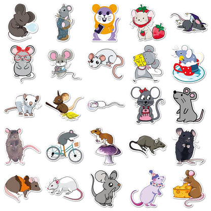 50Pcs Rat series Cartoon Cute Waterproof Sticker Skateboarding Snowboard Retro Vinyl home decal Sticker