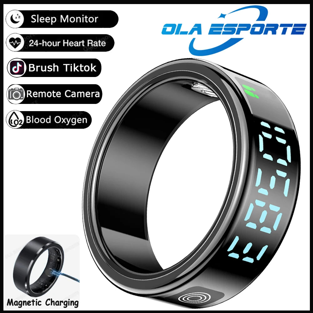2026 Smart ring with charging compartment HD screen，sports mode 5ATM waterproof，long battery life smartring for ios Andriod