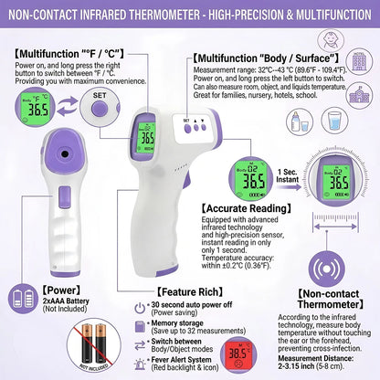 Portable Non-contact Infrared Thermometer for Forehead Infant Adult Medical Digital Display Body Health Measurement Device