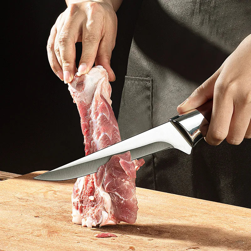 Stainless Steel Cow and Sheep Cutting Knife, Pig Specific Bone Cutting Knife, Pointed Knife, Meat Cutting Kitchen Knife.