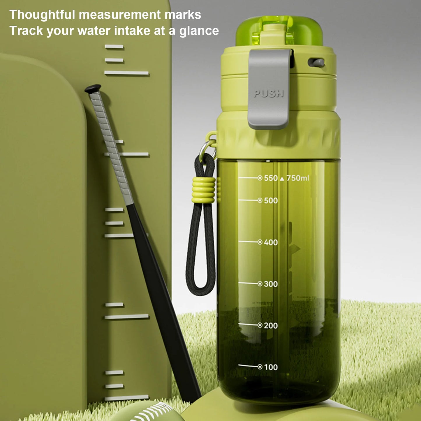 750ML Portable Mist Spray Water Bottle with Straw Double Drinking Sports Bottle for Office School Travel Gym Yoga