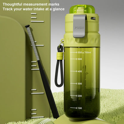750ML Portable Mist Spray Water Bottle with Straw Double Drinking Sports Bottle for Office School Travel Gym Yoga