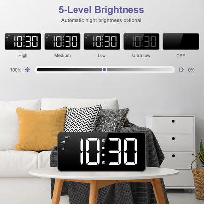 ORIA 7'' LED Alarm Clock with Bluetooth Sync Time Digital Alarm Clock with Dual Alarm & 5 Brightness Levels for Home Office Use