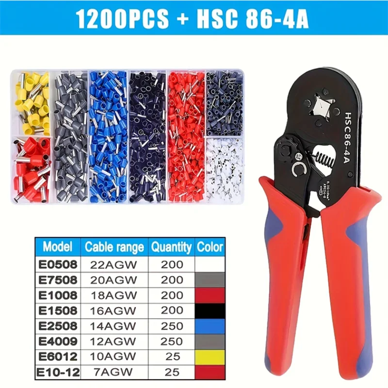 Crimper Plier HSC8 6-4 0.25-10mm ² 23-7AWG For Ferrule Tubular Terminals Ferrule Crimping Clamp Set Wire Head Electrician Tool
