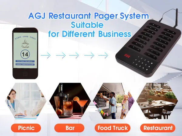 Wireless Restaurant Pager System Guest Customer Calling 16 Beepers Pager Buzzer For Restaurant Food Court Cafe Beach Bar