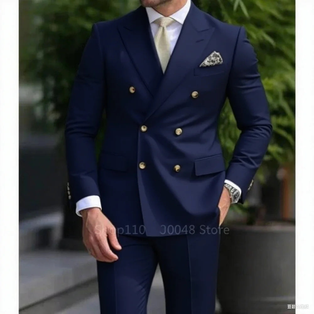 Smart Casual Wedding Men's Suits Slim Fit Tuxedo Blazer Set 2 Piece Formal Business Suit for Groom with Blazer And Pants