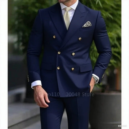 Smart Casual Wedding Men's Suits Slim Fit Tuxedo Blazer Set 2 Piece Formal Business Suit for Groom with Blazer And Pants