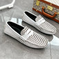 Men White Snake Pattern Loafers Penny Slip On Driving Shoes Casual Business Moccasins Breathable Male Footwear