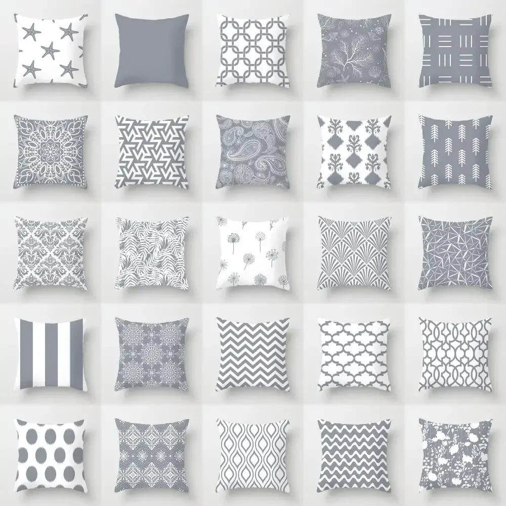 European Gray Pillowcase Geometric Pillow Cover Sofa Cushion Cover Garden Throw Pillows Hotel Outdoor Cushions car Chair 45X45cm