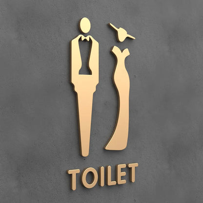 Matte Black Gold Toilet Sign Plate Acrylic 3D Wash Room Door Wall Label Sticker Wc BathRoom Signage Board Art Hotel Home Decor