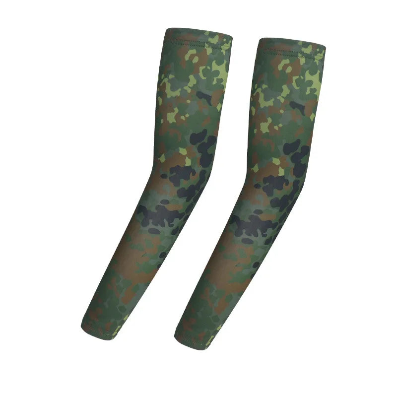 Cooling Arm Sleeves Tactical Camo Sun Protection Breathable Ice Silk UV Guard