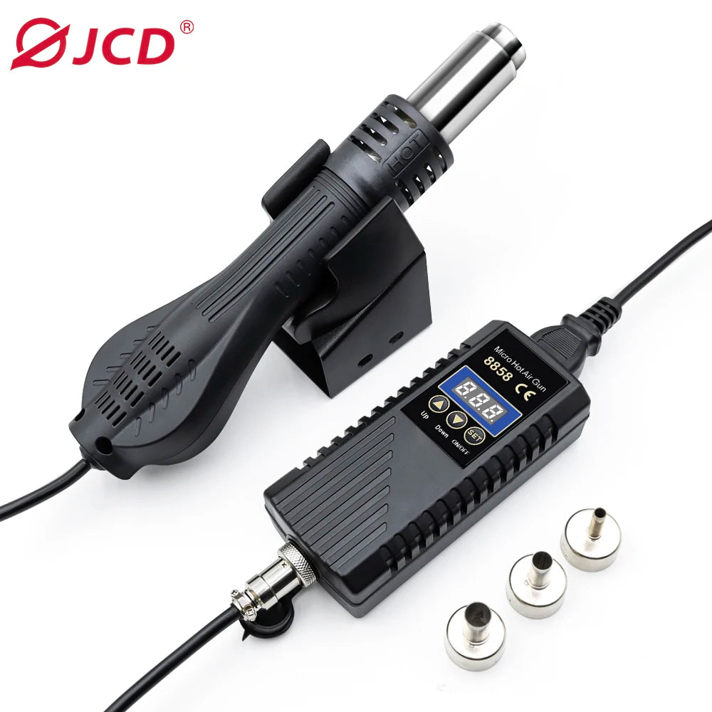 JCD 8858 Mikropistolet na gorące powietrze 750W Stacja lutownicza do poprawek LCD Cyfrowa suszarka do włosów do lutowania 110V Opalarka Narzędzia do naprawy spawalniczej