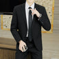 S-6XL Suit (Blazer+Trousers) Men's Gentlemanly Wedding Fashion Business Fit Best Man Casual Host Solid-color British-style Suit