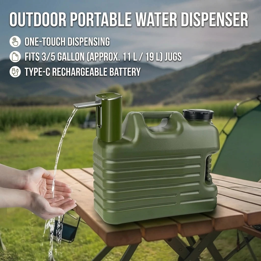 Auto Touch Water Pump for 5/4.8/3.5/3.2Gal, Foldable Faucet, Camping/Hiking/Outdoor, USB-C, Leakproof Lightweight