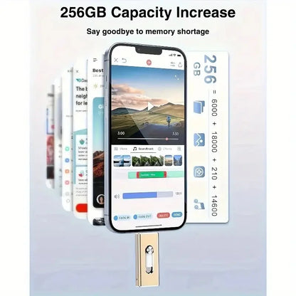 4-in-1 USB 3.0 External Flash Drive for iPhone & Type-C & Android & PC, Easy Backup and File Transfer, Photo Stick Memory Stick