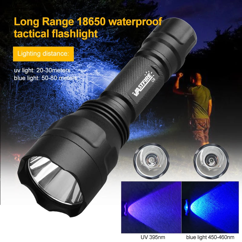 Blue/395nm UV Flashlight Ultraviolet Nail Lamp Torch Curing Cat Tinea Pet Urine Stain Marker Leakage Ore Money Scorpion Light
