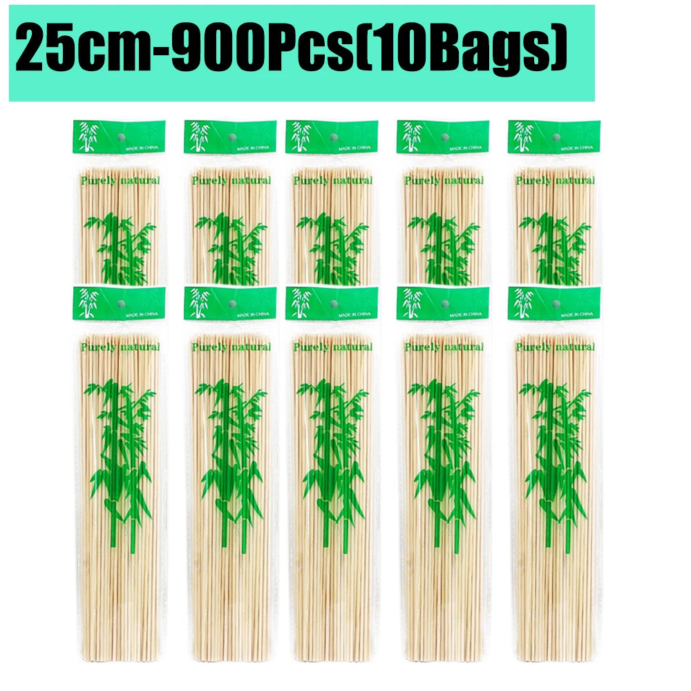 90-1350Pcs Bamboo Wooden BBQ Skewers Sticks Disposable 15/20/25/30cm for Grilling, Fruit, Kabob,BBQ, Barbecue, Camping, Outdoor