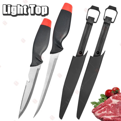 WXCOO Stainless Steel Fish Filleting Knife Sharp Butcher with Cover Multifunctional Fruit Meat Cutting Fish Boning Knives