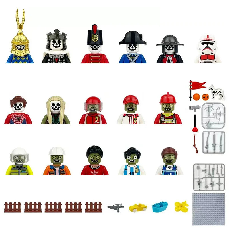 City character building block figure set, little block people, block accessories, engineer, doctor, firefighter, kids' toy