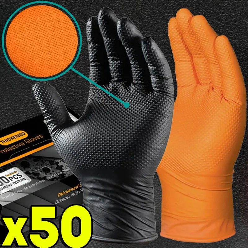 2-100PCS Heavy Duty Disposable Nitrile Gloves 8Mil Extra Thick Mechanic Glove with Textured Grip Antislip Safety Work Gloves