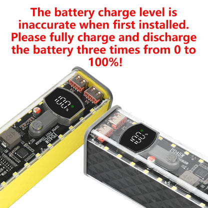 22.5W/45W 18650 Power Bank Case Fast Charging DIY Transparent Battery Storage Box Digital Display USB Type-C Battery Holder