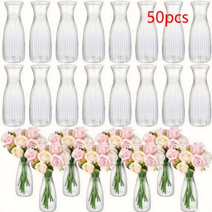Striped Design Clear Plastic Vases for DIY Floral Arrangements Durable Home Wedding Table Centerpiece Decor