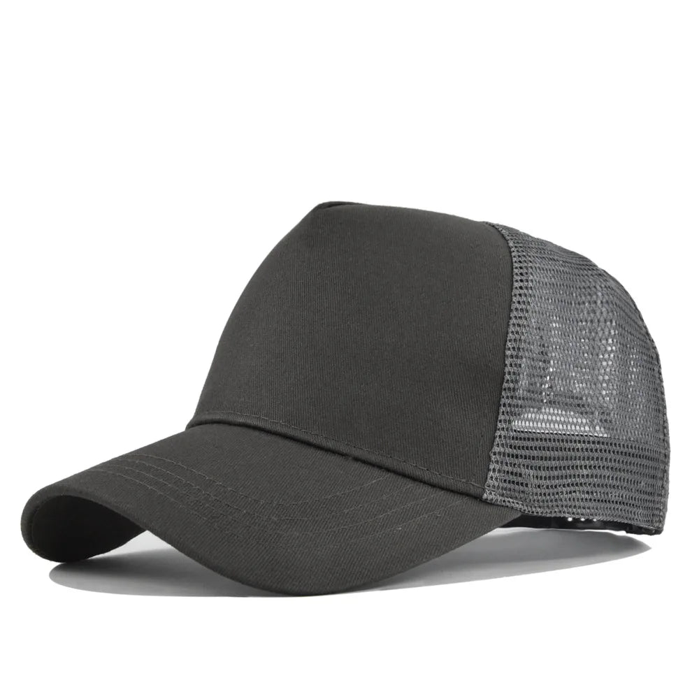 Customized Printed Logo Five Piece Baseball Caps Solid Color Mesh Breathable Sun Shading And Sun Protection Duck Tongue Hats