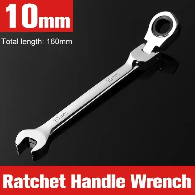 Flex-Head Ratcheting Combination Wrench Set SAE 1/4''-13/16'' Premium 72-Teeth Gear Chrome Organizer Auto Repair Tool