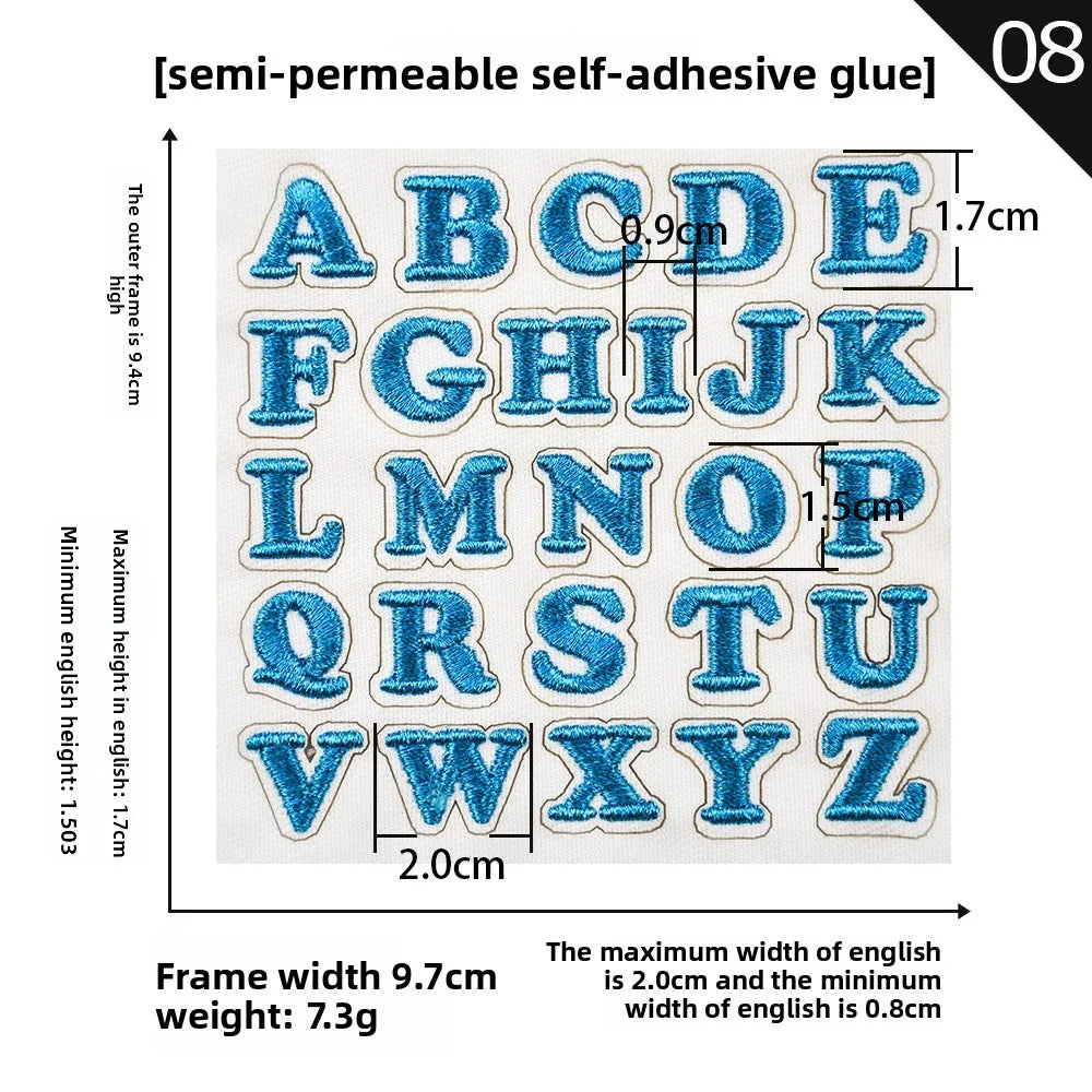 26pcs Small Letter Embroidered Patches Self-Adhesive Fabric Stickers Patche For Fabric, Clothes, Hat, Socks, Jeans,Backpacks